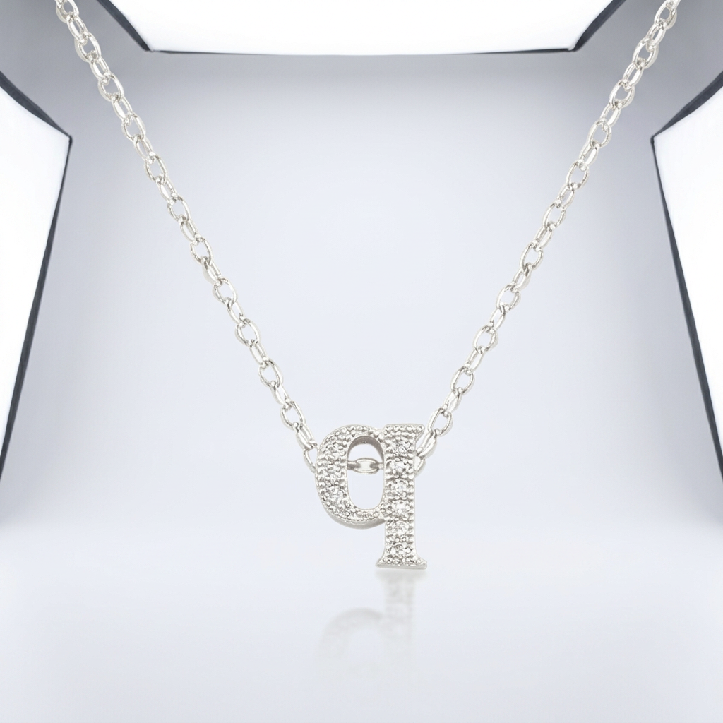 Avera Micro-Pave Initial Q Pendant In Sterling Silver