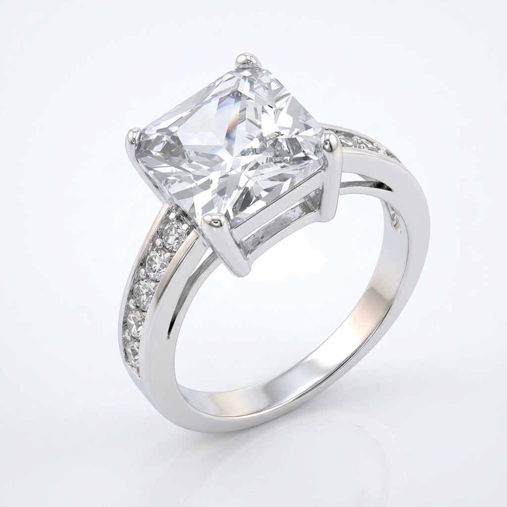 Avera Classic Princess Cut Raised Pave Engagement Ring
