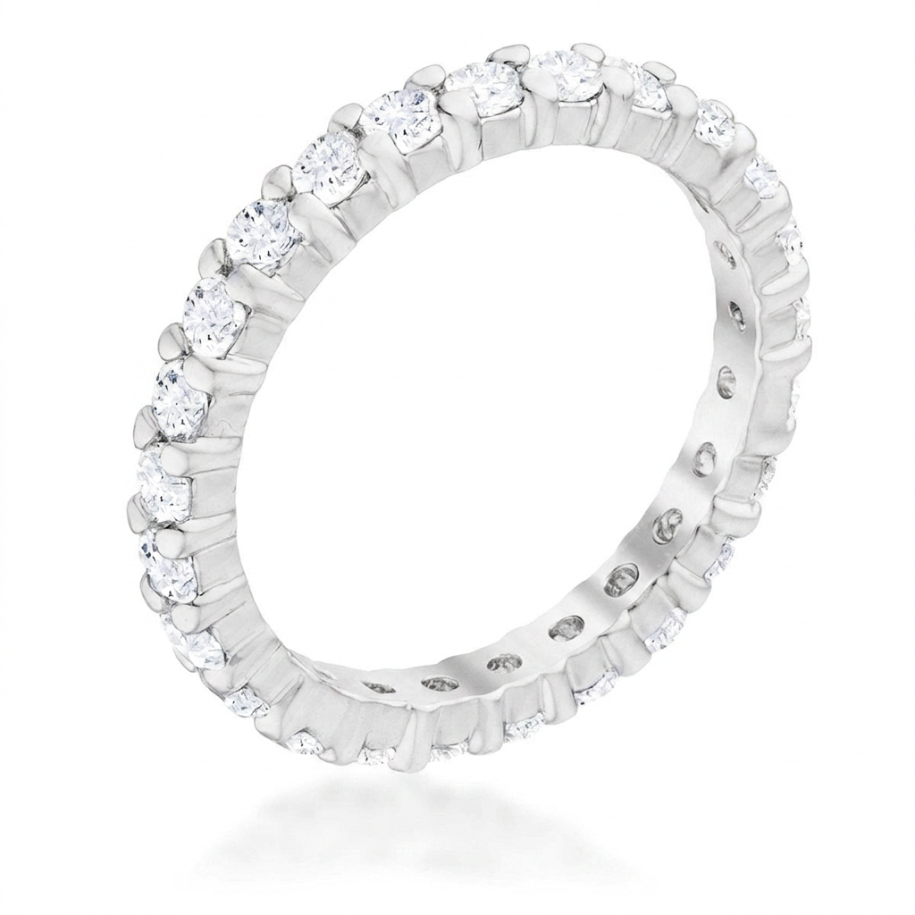 Avera Fitzgerald Cubic Zirconia Eternity Band Ring 5 / Silver