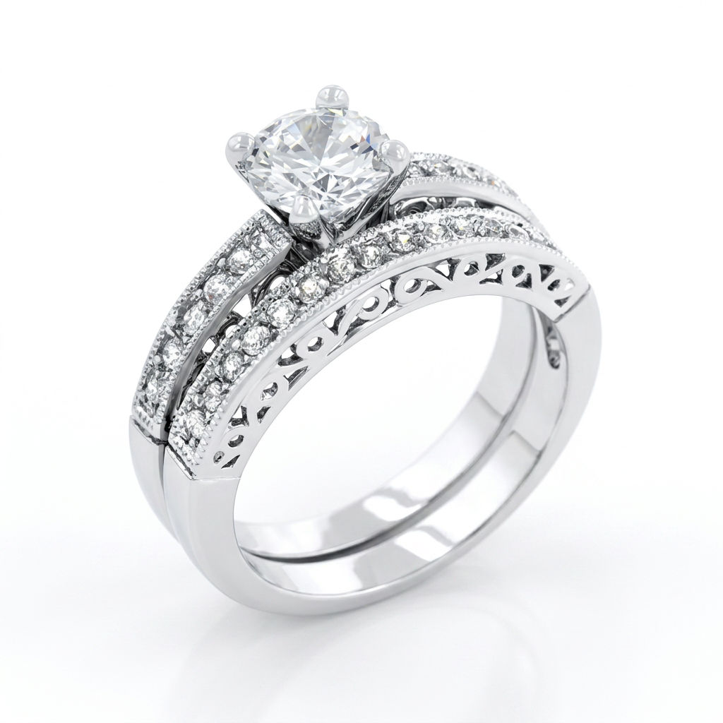 Avera Filigree Engagement Set in Sterling Silver
