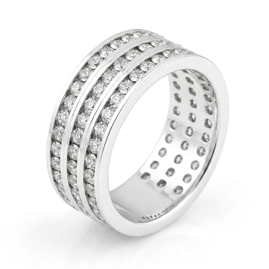 Avera Triple Row Crystal Eternity Band in Silver Tone