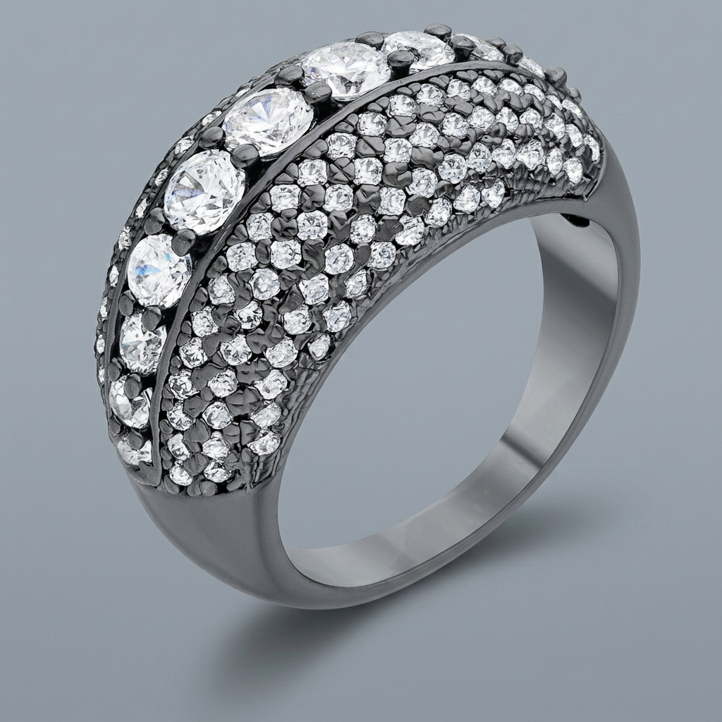 Avera Krista 1.5ct Cubic Zirconia Hematite Contemporary Cocktail Ring