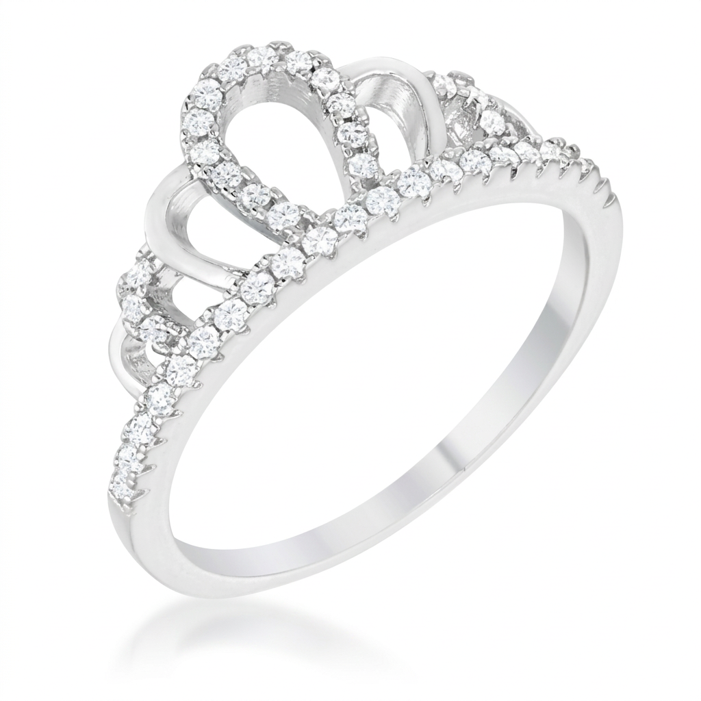 Avera Madeline 0.2ct Simple Crown Stacker Ring in Goldtone