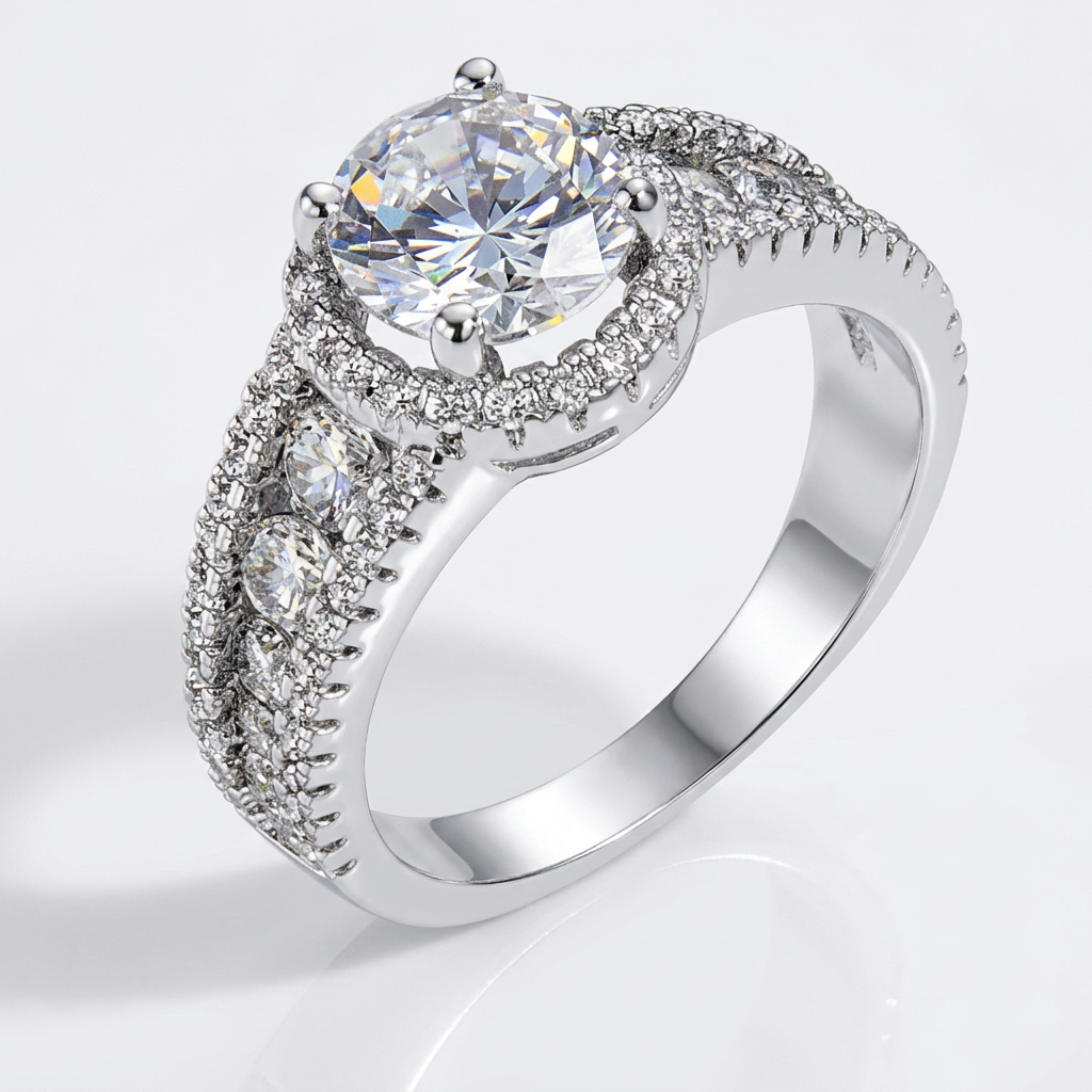 Avera 2.1Ct Plated Solitaire Engagement Halo Ring