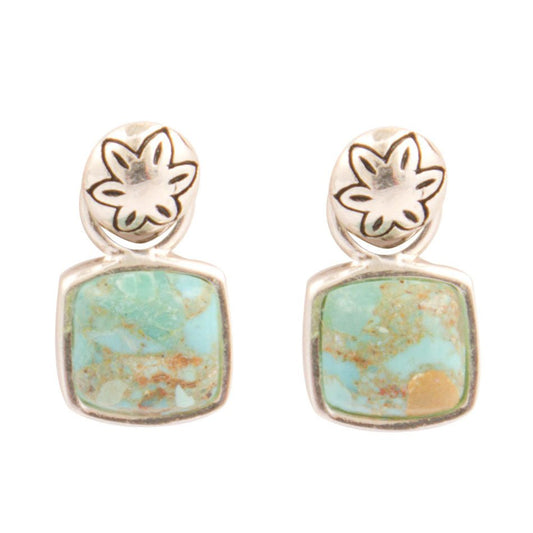 Petits clous d'oreilles en argent sterling turquoise bleu