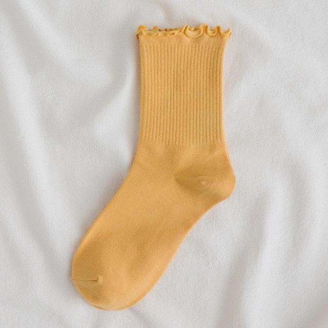 Little Flower Socks Girl's Socks Simple Solid Color Socks Women's Long Socks Kawaii Happy And Funny Breathable Socks For Women