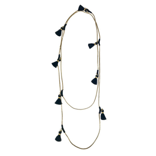 Collier long à pampilles en coton de 63,5 cm, multi-positions, superposition bohème, fait main en Inde