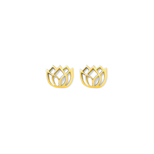 Boucles d'oreilles clous Lotus Laiton Bombshell Recyclé Renaissance Symbolique Bijoux Minimalistes