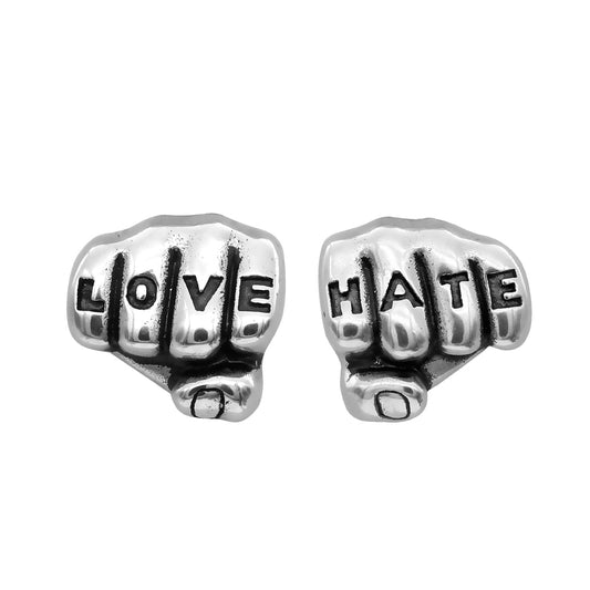 Boucles d'oreilles clous Poing Tatouage Amour et Haine Ton Argent