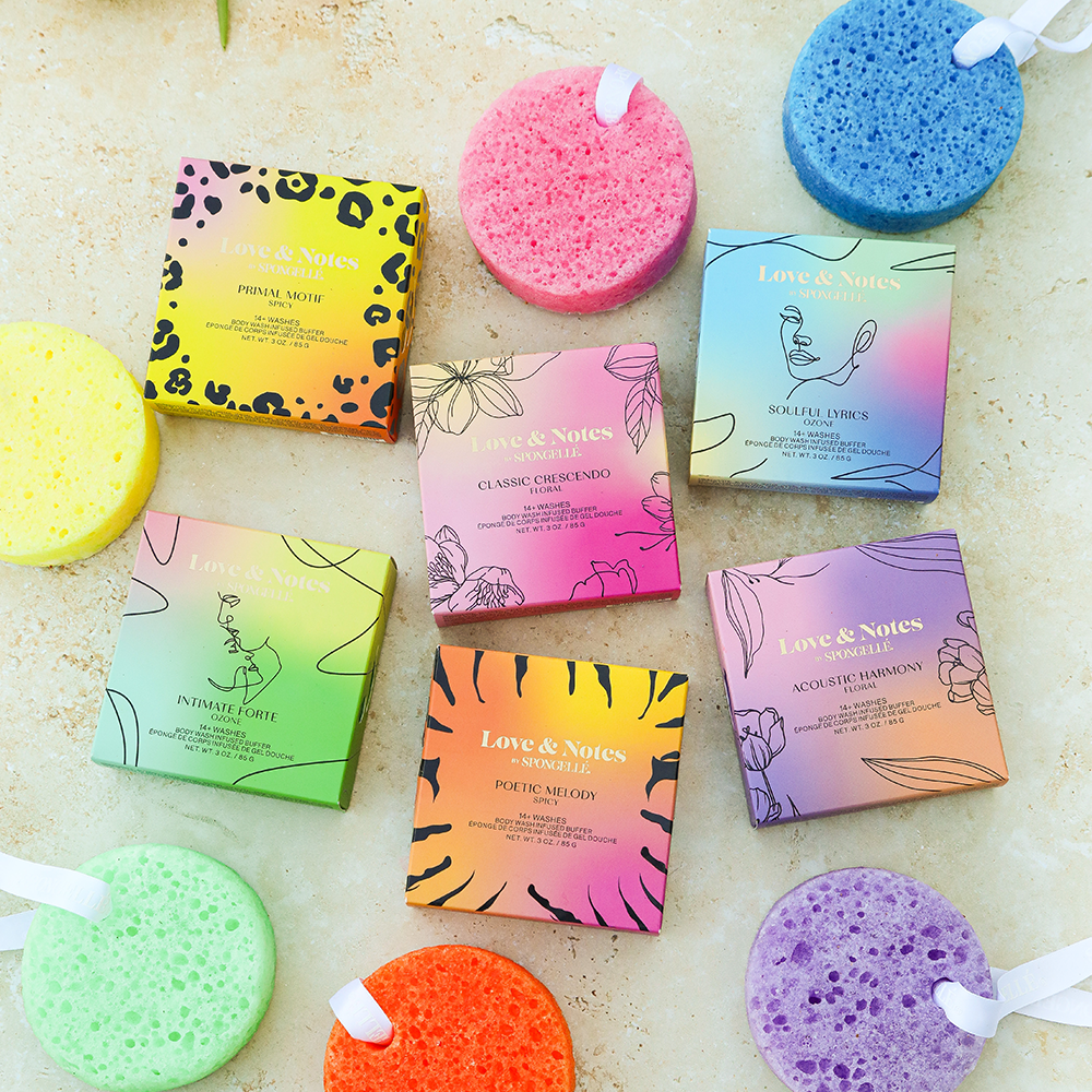 Éponge exfoliante Love & Notes – Assortiment