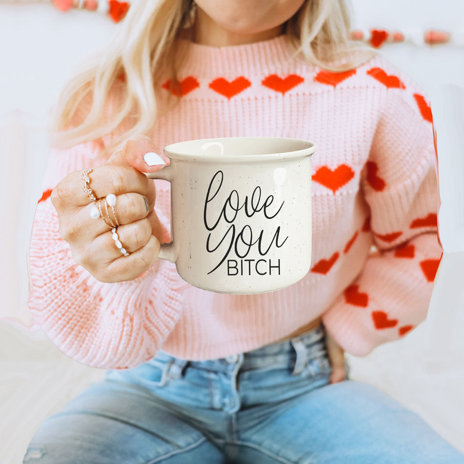 Tasse à café en céramique "Love You Bitch" 410 ml – Cadeau drôle et insolent pour la meilleure amie