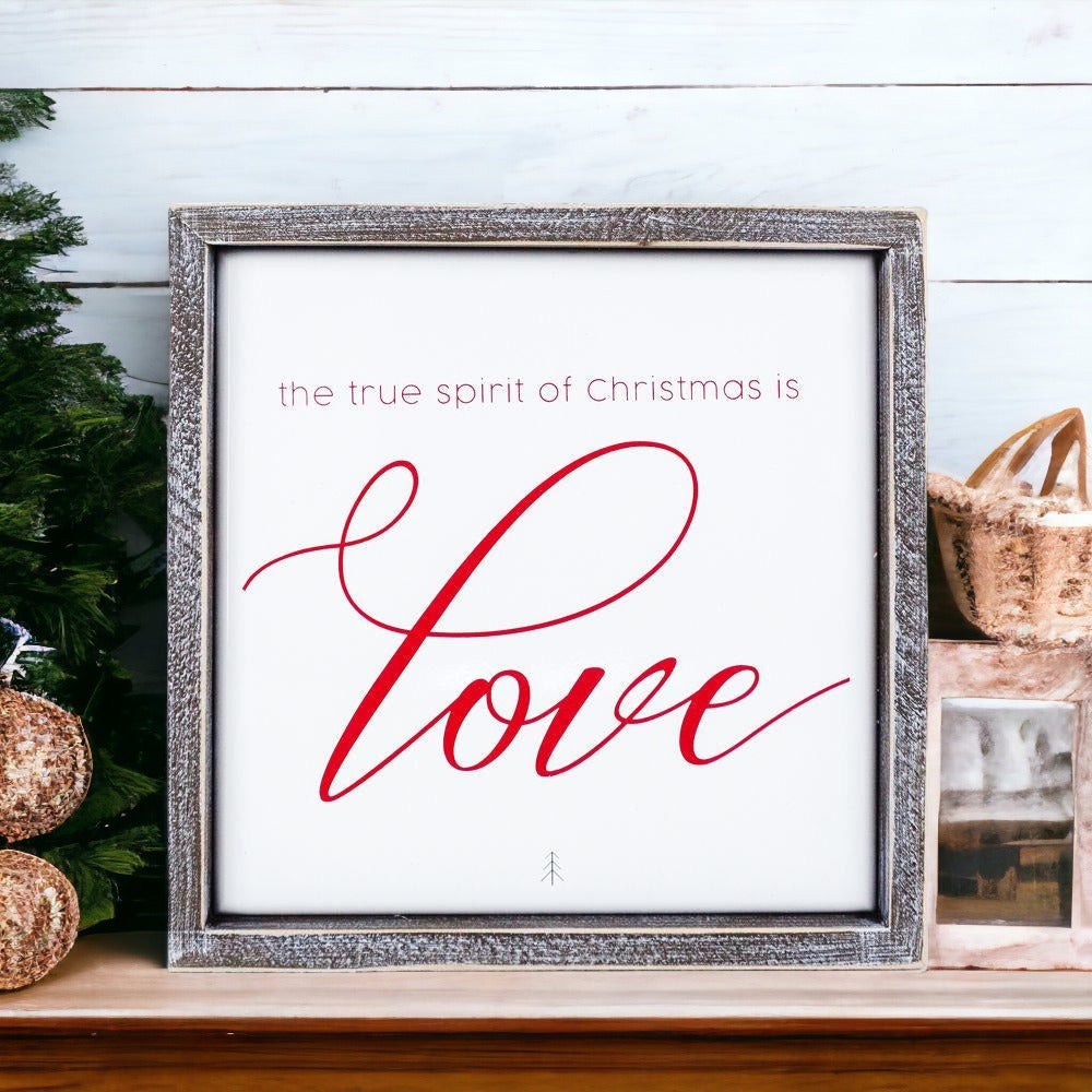 True Spirit 10 Zoll Holzgerahmtes geprägtes Weihnachtsschild Inspirierende Feiertags-Wanddekoration