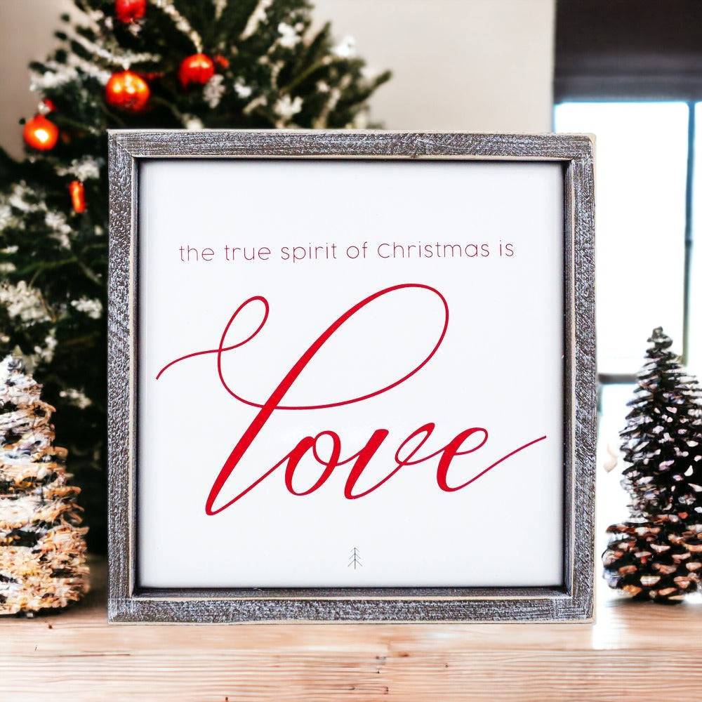 True Spirit 10 Zoll Holzgerahmtes geprägtes Weihnachtsschild Inspirierende Feiertags-Wanddekoration