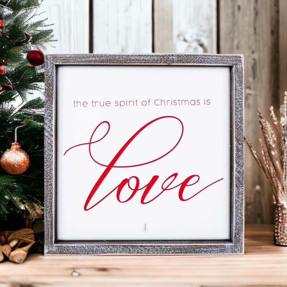 True Spirit 10 Zoll Holzgerahmtes geprägtes Weihnachtsschild Inspirierende Feiertags-Wanddekoration