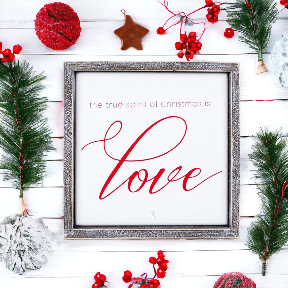 True Spirit 10 Zoll Holzgerahmtes geprägtes Weihnachtsschild Inspirierende Feiertags-Wanddekoration