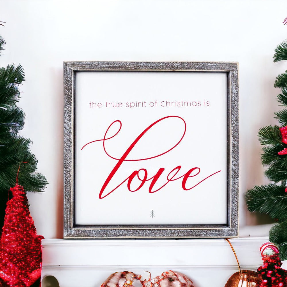 True Spirit 10 Zoll Holzgerahmtes geprägtes Weihnachtsschild Inspirierende Feiertags-Wanddekoration