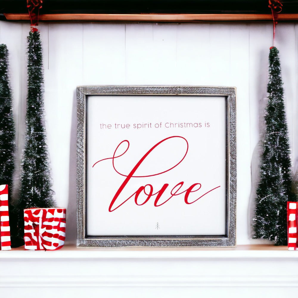 True Spirit 10 Zoll Holzgerahmtes geprägtes Weihnachtsschild Inspirierende Feiertags-Wanddekoration