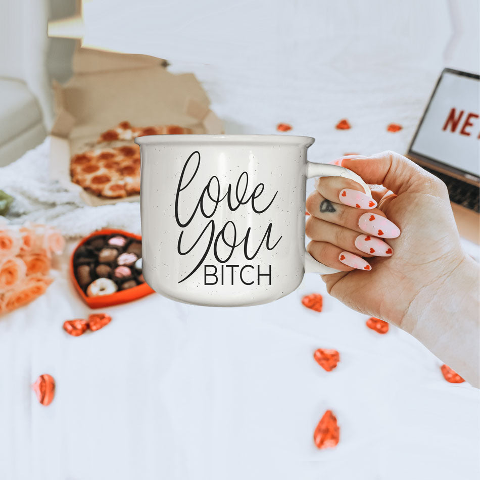Tasse à café en céramique "Love You Bitch" 410 ml – Cadeau drôle et insolent pour la meilleure amie
