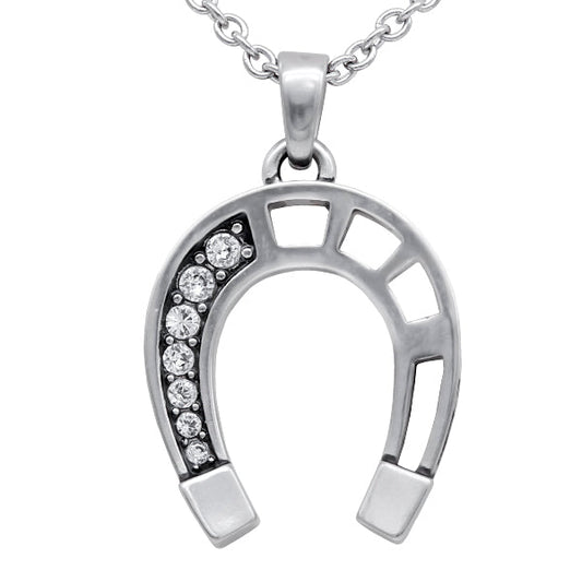 Pendentif Fer à Cheval Porte-Bonheur en Argent Sterling avec Zircons Cubiques