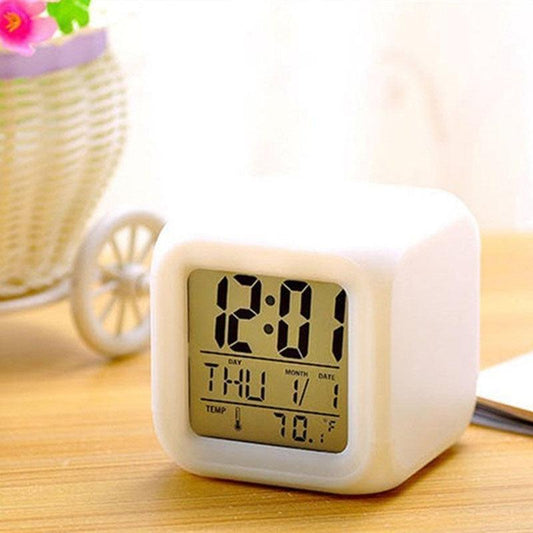 Luminous Alarm Clock Multifunctional White Screen Color Changing Bedroom Night Light Touch Control Bedside Lamp Dimmable Multi-Color Changing Gift Ideas Colorful Decompression Digital Accessories