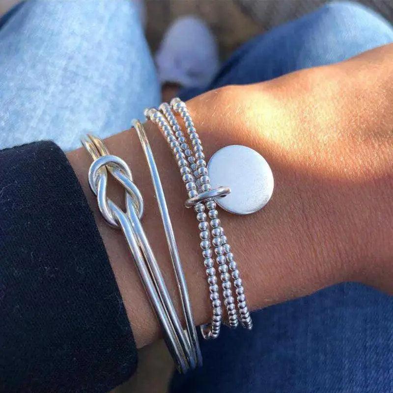Luxruy Modern Bohemian Gold Color Moon Leaf Crystal Opal Open Bracelet Set for Women In Boho Beach Bangle Jewelry Style