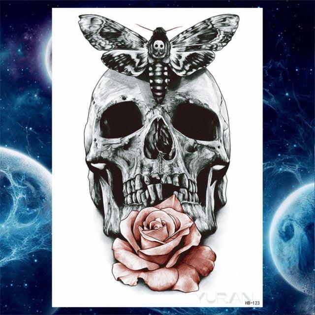 Luxury Big Tattoo Stickers Butterfly Body Arm Leg Tattoos Temporary Black Flower Rose Tattoos For Women's Adults