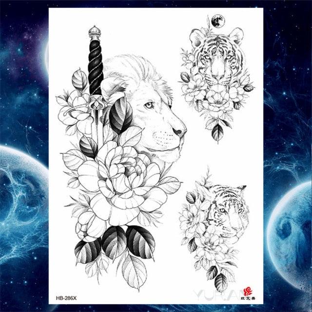 Luxury Big Tattoo Stickers Butterfly Body Arm Leg Tattoos Temporary Black Flower Rose Tattoos For Women's Adults