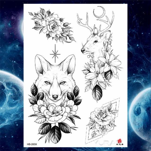 Luxury Big Tattoo Stickers Butterfly Body Arm Leg Tattoos Temporary Black Flower Rose Tattoos For Women's Adults