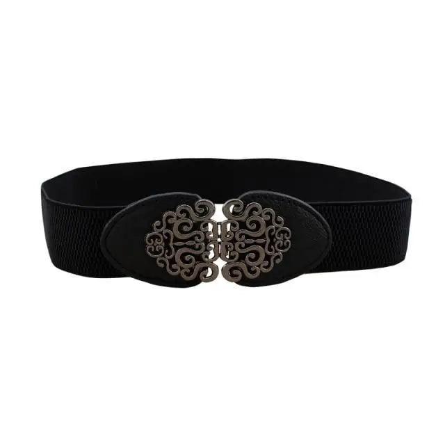 Luxury Black Elastic Women Belt Unique Belt Stretch Waistband Stylish Women Vintage Waist Belts