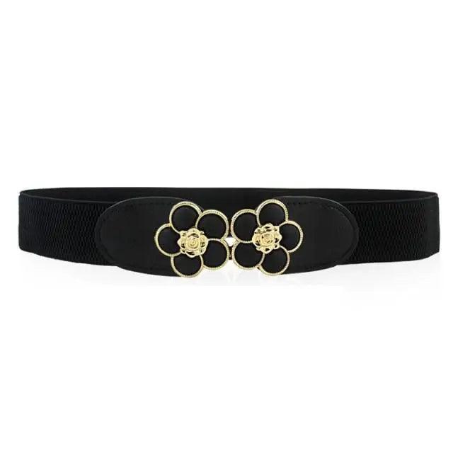 Luxury Black Elastic Women Belt Unique Belt Stretch Waistband Stylish Women Vintage Waist Belts