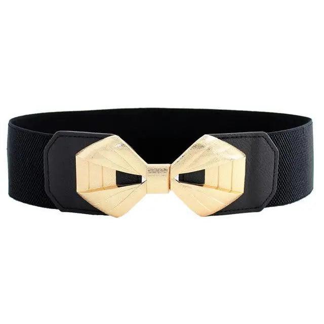 Luxury Black Elastic Women Belt Unique Belt Stretch Waistband Stylish Women Vintage Waist Belts