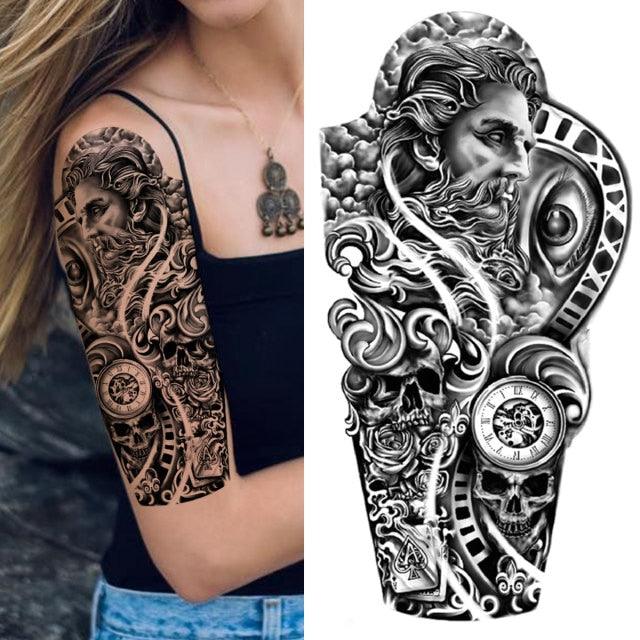 Luxury Black Forest Tiger Wolf Tattoo Sticker Temporary Tattoo Animals Colorful Big Tattoo Stickers For Mens Womens