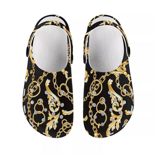 Luxury Black Women Sandals Shoes Rubber Clogs Garden Shoes Color Printing Air Cushion Beach Sandals Non-Slip Working Shoes For Garden Beach Indoor Elegant Comfortable Clogs