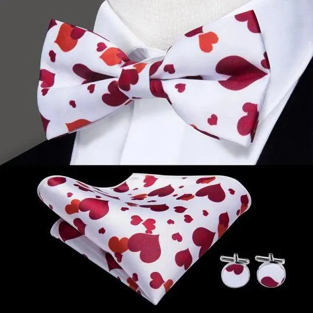 Luxury Butterfly Beige Silk Bow Ties For Men Gentlemens Cufflinks Set Elegant Design Wedding Party Bowties For Tuxedo Excellent Gift For Prom