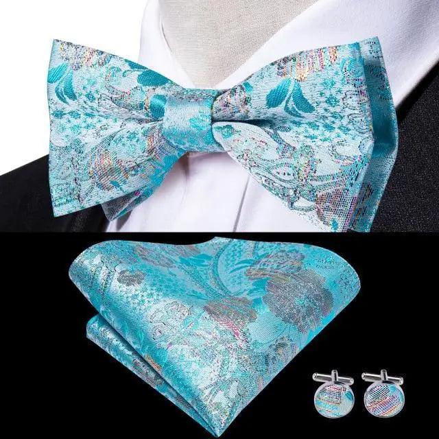 Luxury Butterfly Beige Silk Bow Ties For Men Gentlemens Cufflinks Set Elegant Design Wedding Party Bowties For Tuxedo Excellent Gift For Prom