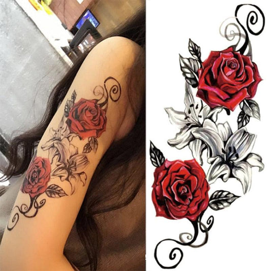 Luxury Colorful And Black Womens Tattoo Temporary Flower Waterproof Elegant Modern Tattoo For Shoulder
