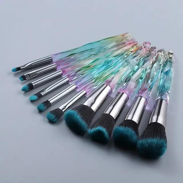 Luxury Cosmic Color New Luxury Crystal Makeup Brushes Powder Foundation Eyeshadow Eyebrow Cosmetics for Face Fan Make Up Brush Set