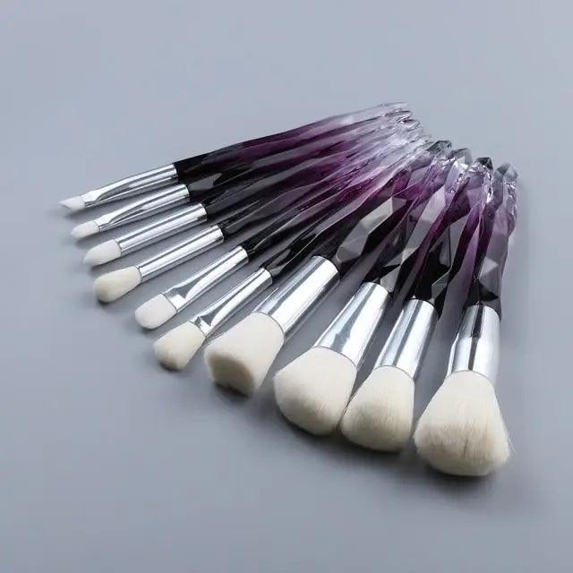Luxury Cosmic Color New Luxury Crystal Makeup Brushes Powder Foundation Eyeshadow Eyebrow Cosmetics for Face Fan Make Up Brush Set