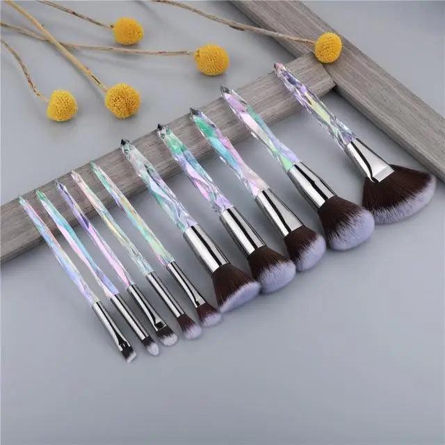 Luxury Cosmic Color New Luxury Crystal Makeup Brushes Powder Foundation Eyeshadow Eyebrow Cosmetics for Face Fan Make Up Brush Set