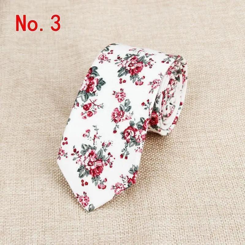 Luxury Flower Handmade Cotton Ties For Men Classic Colorful Printed Floral Designs Necktie For Wedding