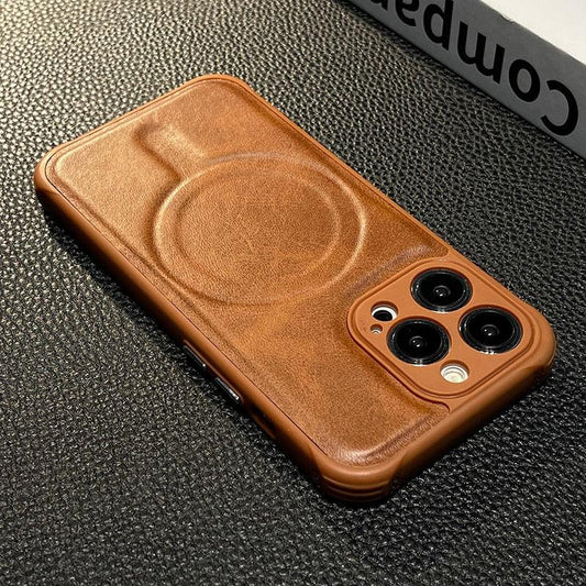 Luxury Leather Magnetic Wireless Charging Case For iPhone 14 11 12 13 Pro Max X XS XR 8 7 Plus Shockproof Soft Cover Shockproof Unique Vintage Design Leather Case For iPhone