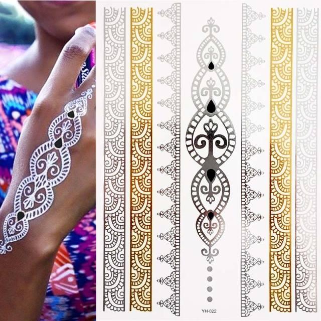 Luxury Metallic Gold Waterproof Temporary Tattoo Feather Elephant Fashion Different Design Tattoos For Womens