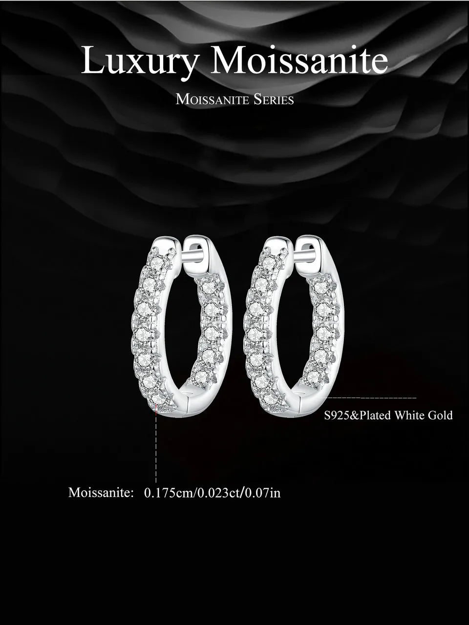 Boucles d'oreilles créoles en moissanite plaquées or, en argent sterling 925, couleur D, rondes, hypoallergéniques