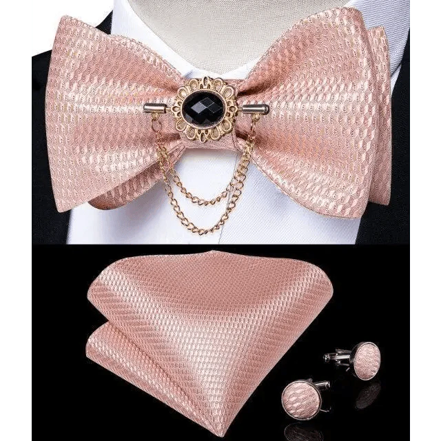 Luxury Pink Solid Men Bow Tie Silk Business Wedding Elegant Bowtie For Men Unique Desing For Every Occasion