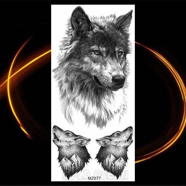 Luxury Tiger Temporary Tattoos Fox Wolf Fake Tattoo Sticker Realistic Black Animal Temporary Tattoo Stickers For Mens