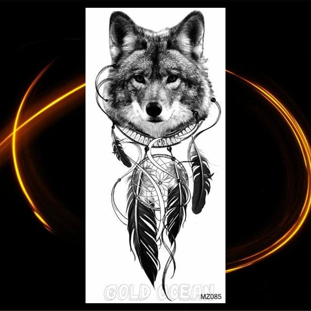 Luxury Tiger Temporary Tattoos Fox Wolf Fake Tattoo Sticker Realistic Black Animal Temporary Tattoo Stickers For Mens