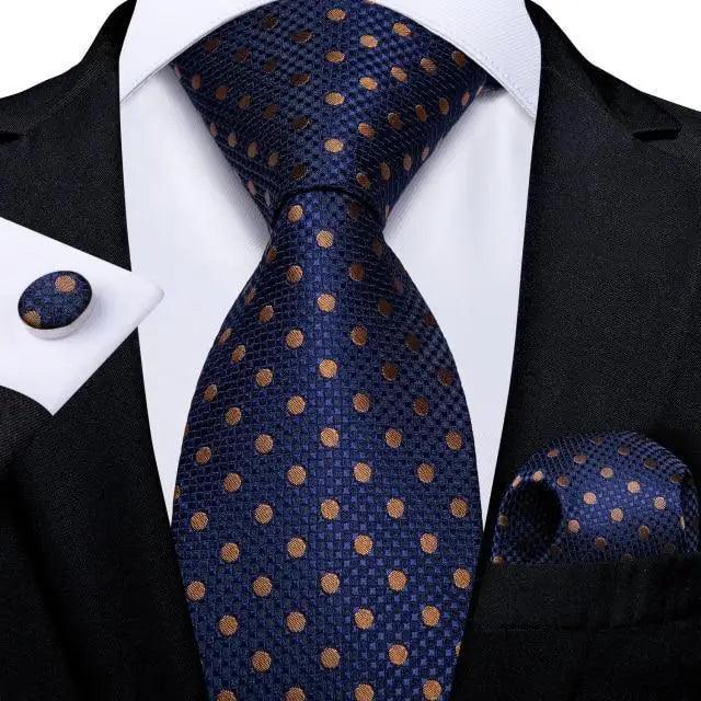 Luxury Wedding Party Floral Design Silk Necktie Hanky And Matching Cufflinks Set For Men Classic Design Necktie Set For Men