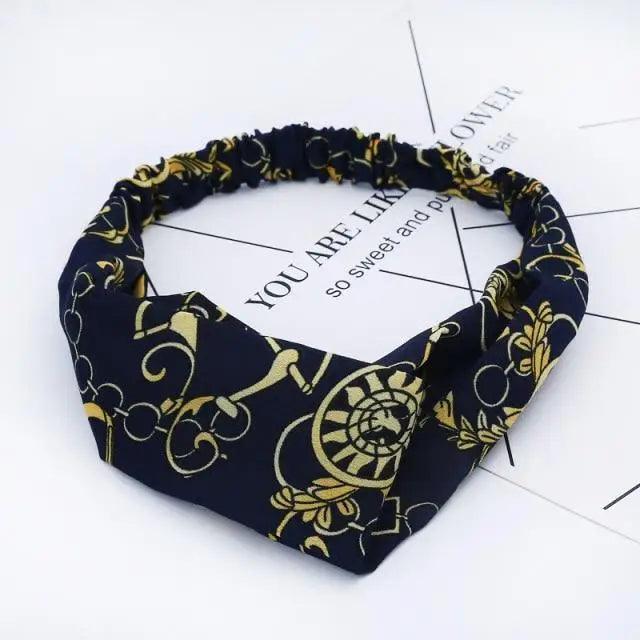 Luxury Women's Headband Vintage Cross Knot Elastic Hair Bands Soft Solid Hairband Girls Hair Accessories Floral Turban Bandanas Head Wrap