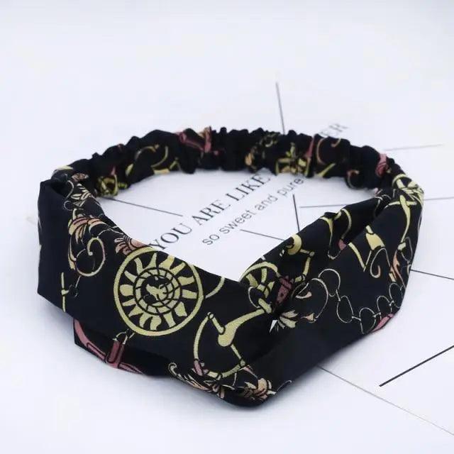 Luxury Women's Headband Vintage Cross Knot Elastic Hair Bands Soft Solid Hairband Girls Hair Accessories Floral Turban Bandanas Head Wrap