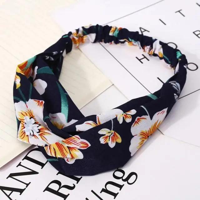 Luxury Women's Headband Vintage Cross Knot Elastic Hair Bands Soft Solid Hairband Girls Hair Accessories Floral Turban Bandanas Head Wrap